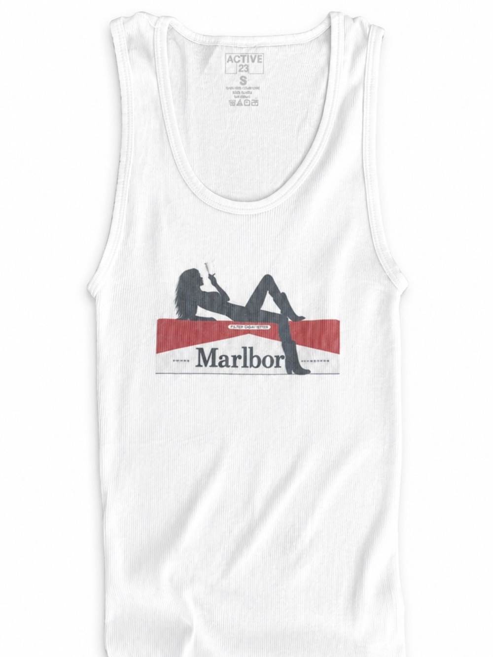 Marlboro White Tank with Red and Black Graphic